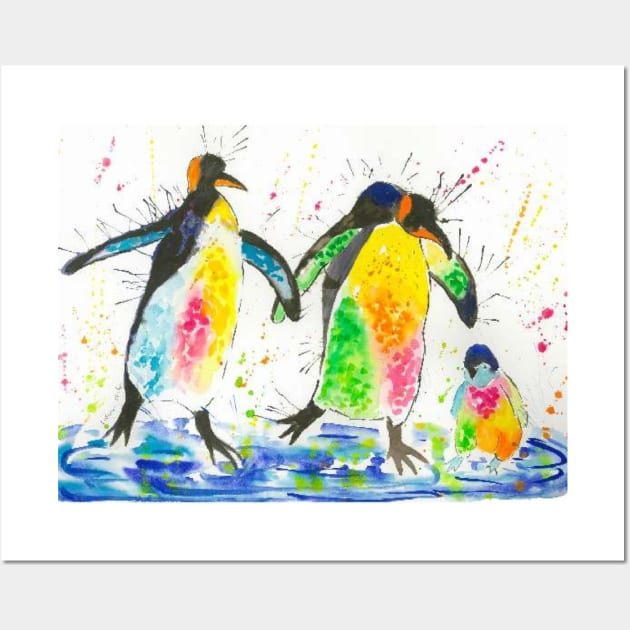 A family of Colourful Penguins Wall Art by Casimirasquirkyart